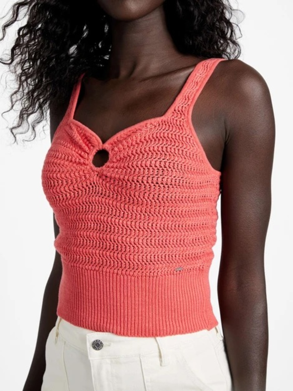 Guess Coral Knit Tank with Front Keyhole